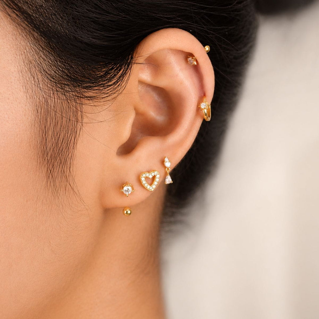 Lucie Starburst Gold Huggie Earrings 6MM