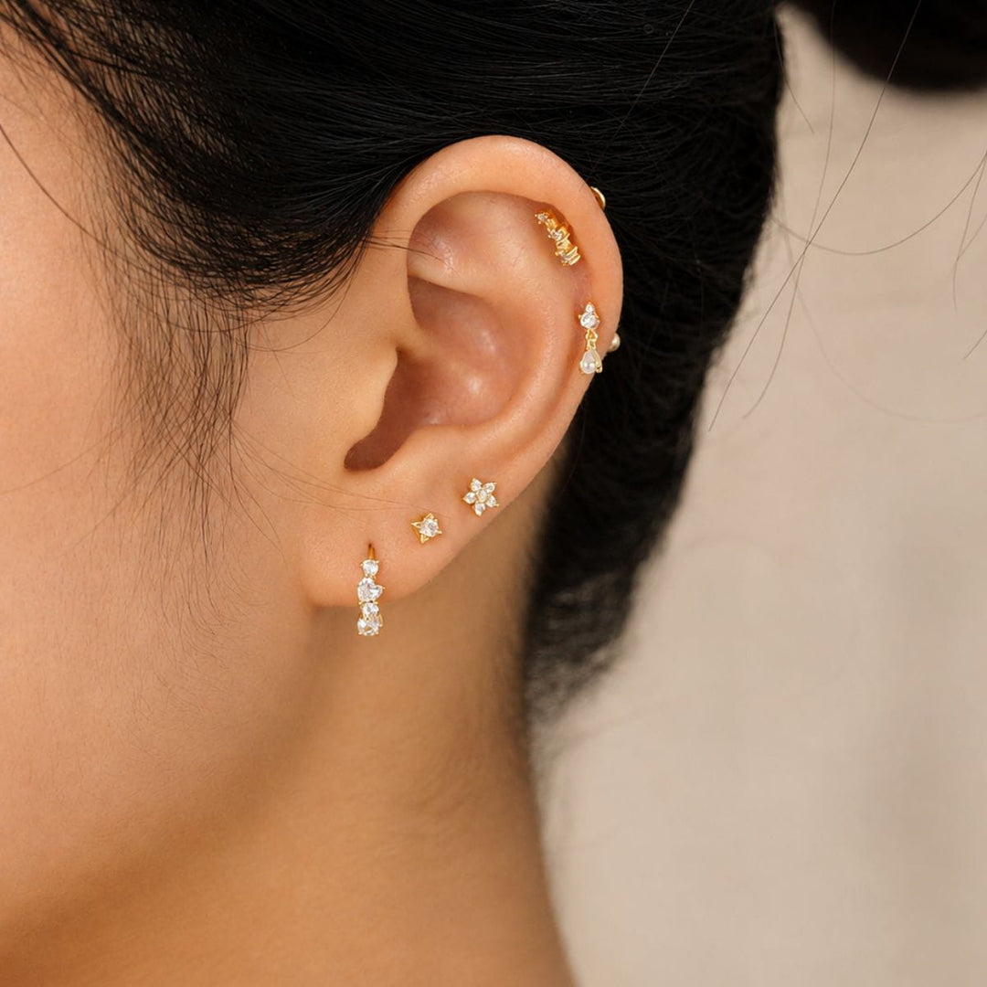 Lily Floral Screw Back Stud Earrings