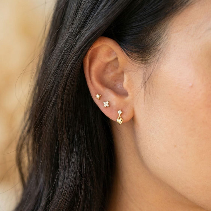 Nova Gold Heart Drop Stud Earrings