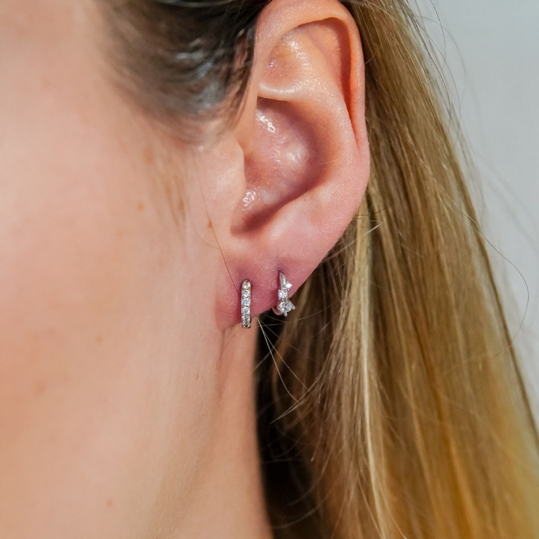 Jasmine Silver Huggie Earrings