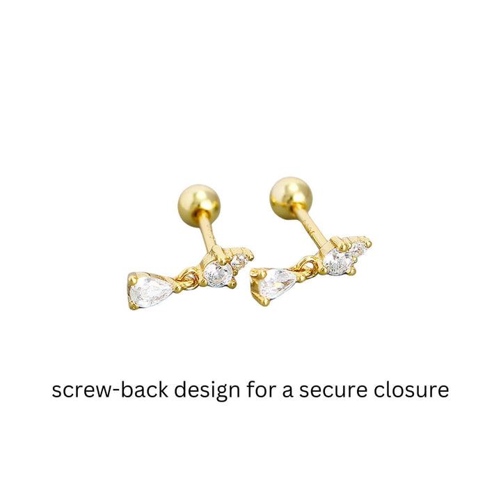 Grace Dainty Drop Silver Screwback Stud Earrings-Sterling Silver Earrings-LYANG & CO.