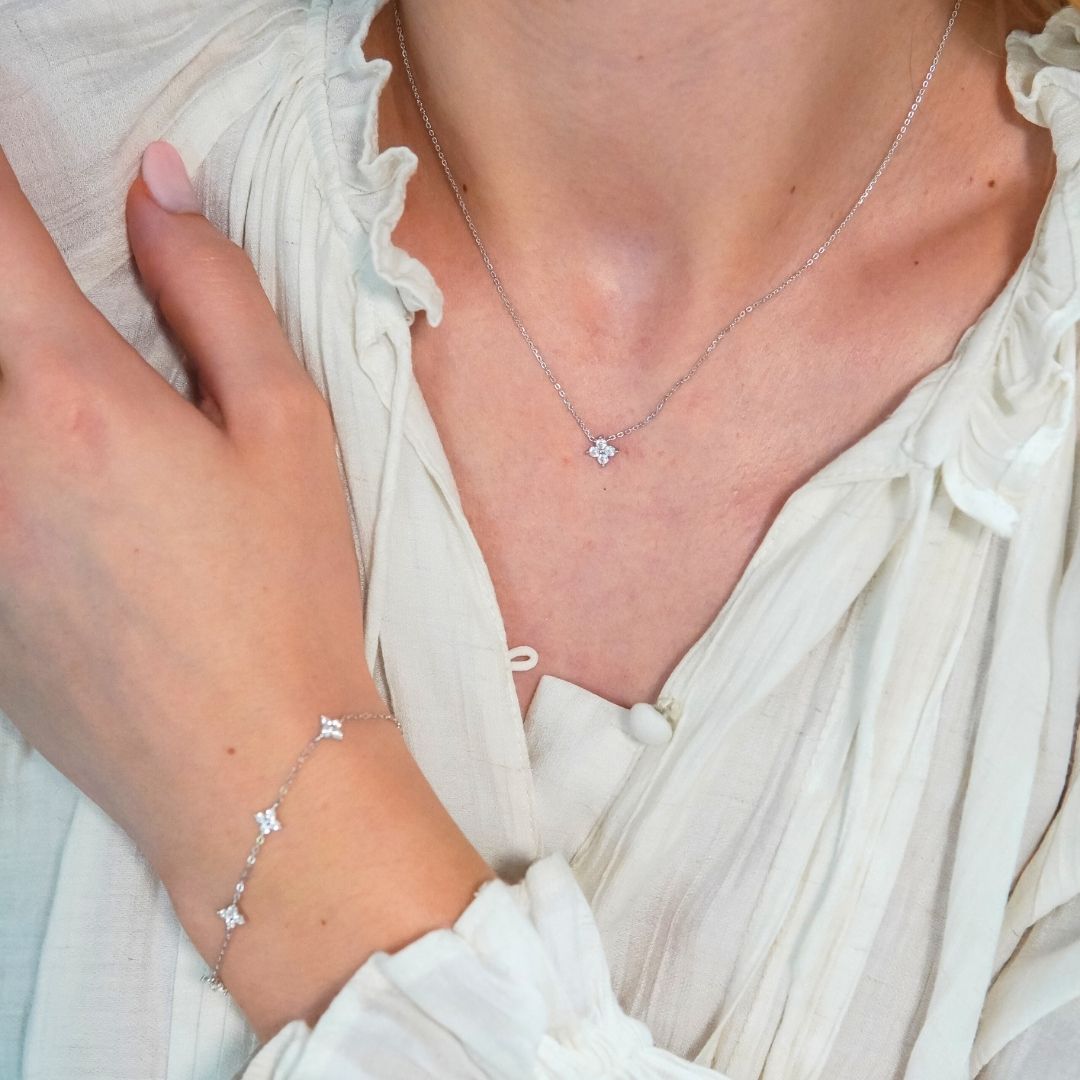 Kamala Silver Flower Pendant Necklace