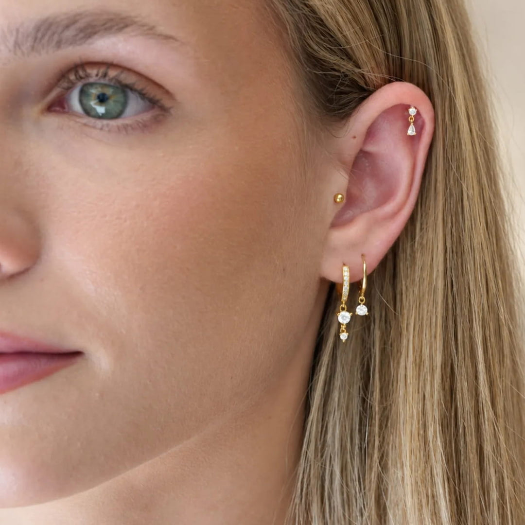 Selene Gold Huggie Drop Earrings