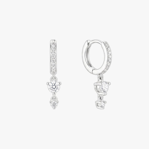 Selene Silver Huggie Drop Earrings