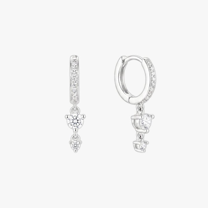 Selene Silver Huggie Drop Earrings