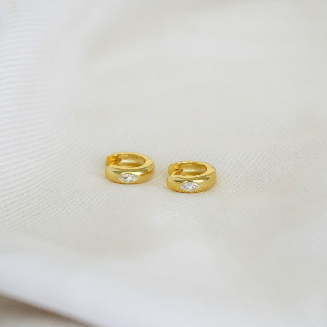 Tessa Bold Gold Huggie Hoop Earrings 8.5MM-sterling silver earrings