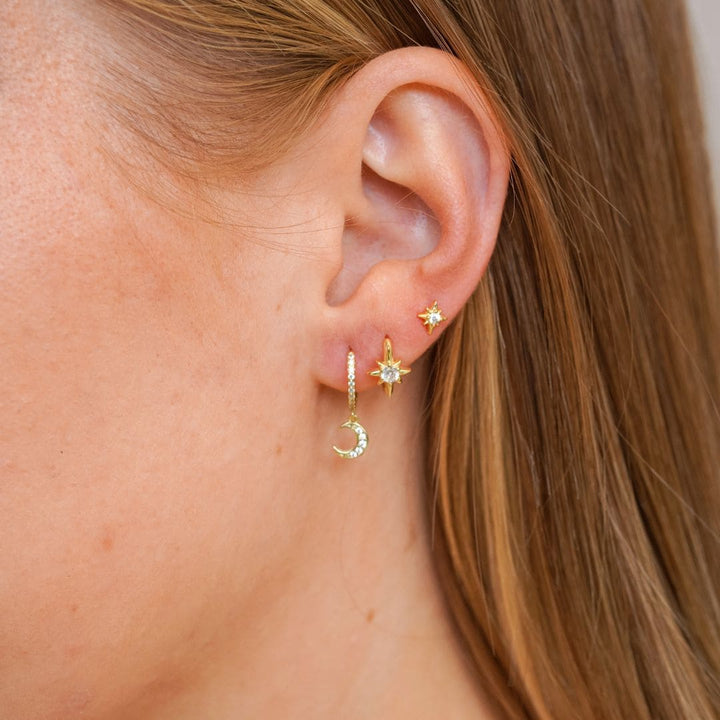 Stella North Star Gold Huggie Earrings