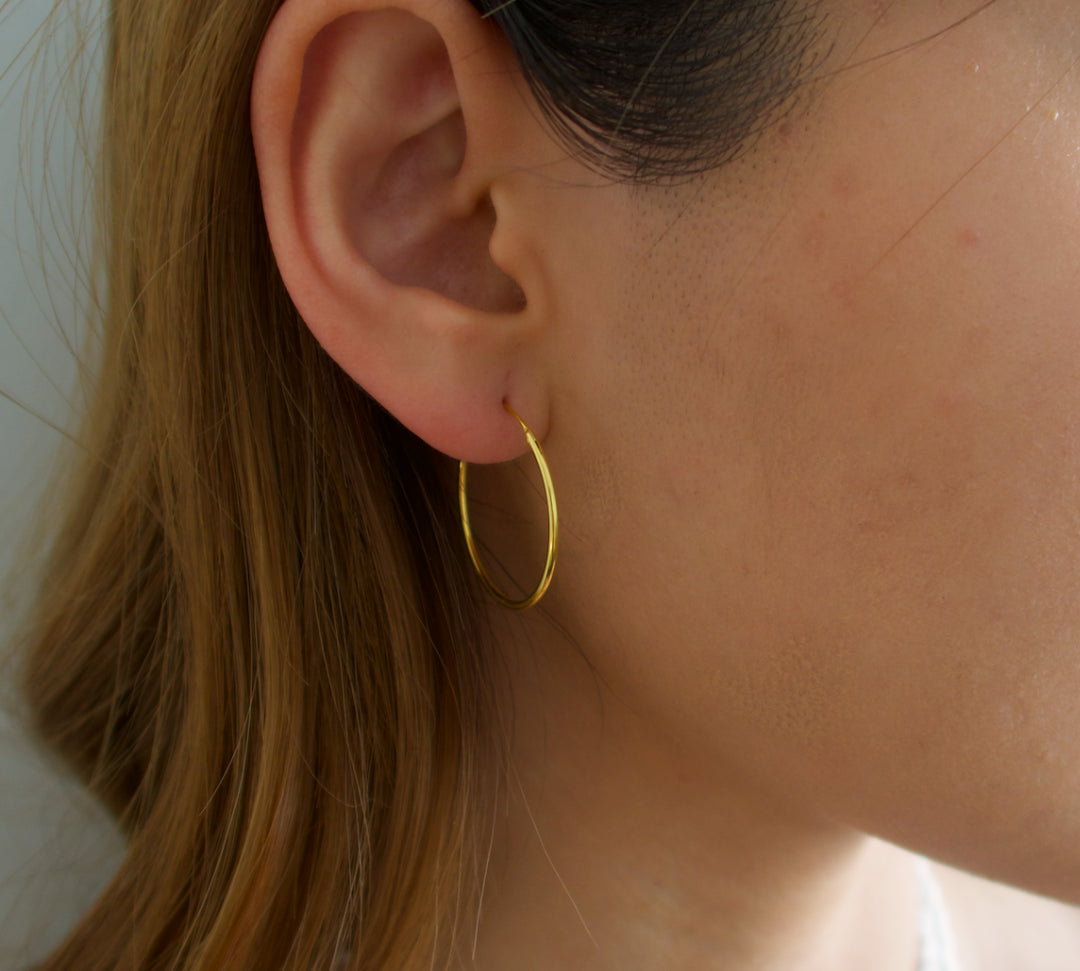 Large Thin Hoop Earrings Gold