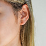 Sparkly Stud Chain Earrings Gold on model