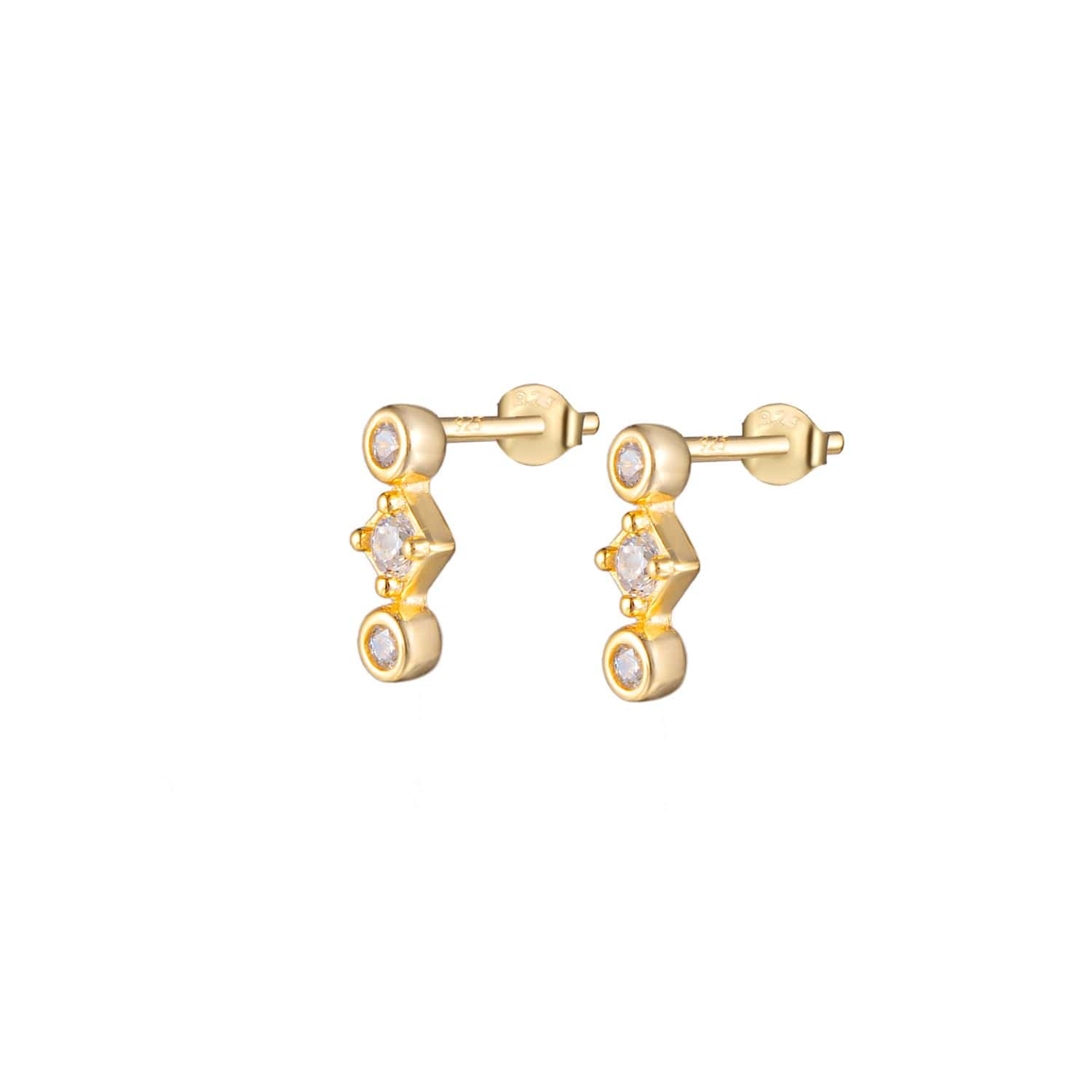 Ariella Sparkling Bezel Stud Earrings Gold