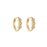 Pave Bezel Huggie Hoop Earrings Gold