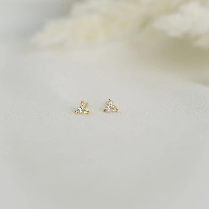 Liliah Trio Stud Earrings Gold close shot