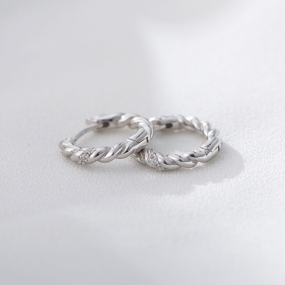 Twisted Hoop Earrings Sterling Silver