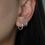 Twisted Hoop Earrings Sterling Silver on model