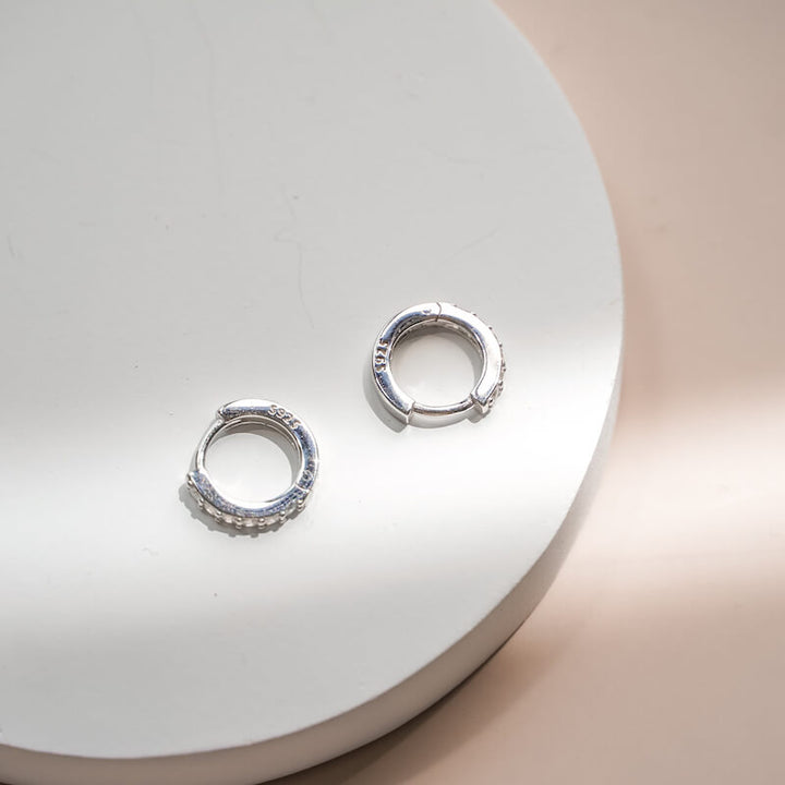 Huggie Hoop Earrings Sterling Silver close shot