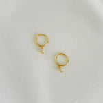  Small Pearl Drop Huggie Earrings Gold